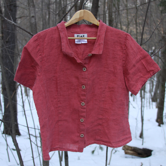 FLAX Tops - Short sleeve button-down shirt - 100% Linen